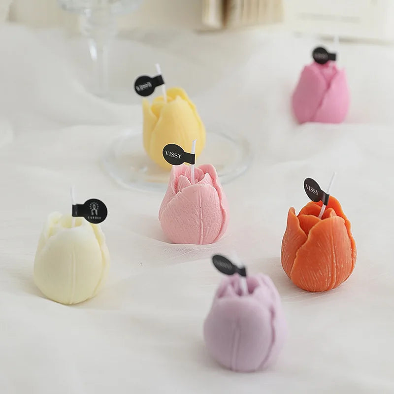 Handmade Scented Tulip Candles – Floral Gifts for Birthdays & Elegant Home Decor