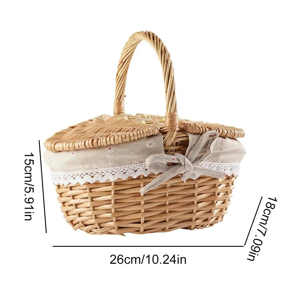 Handmade Wicker Picnic Basket – Multi-Purpose Willow Storage with Handle for Outdoor, Gifts & Home Decor