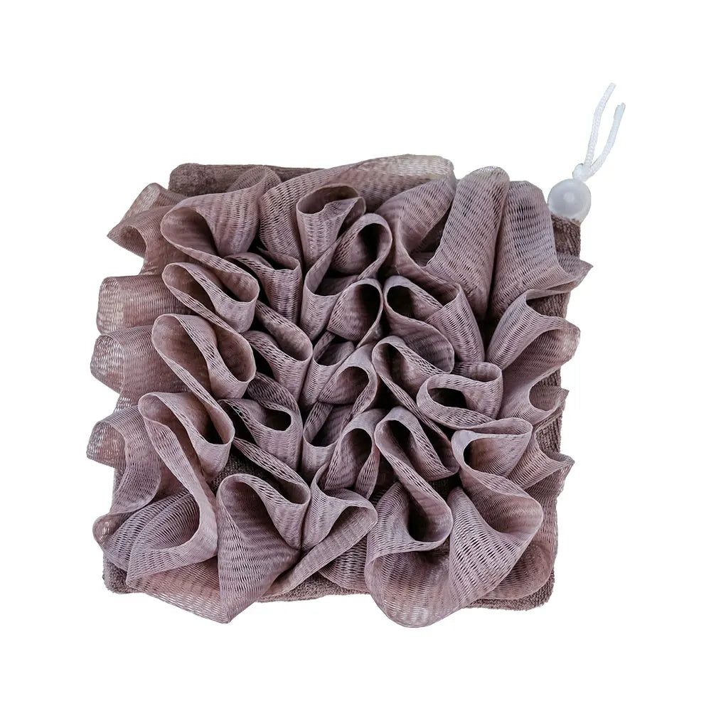 2-in-1 Loofah Soap Pouch – Soft Mesh Bath Sponge & Towel with Drawstring for Gentle Exfoliation