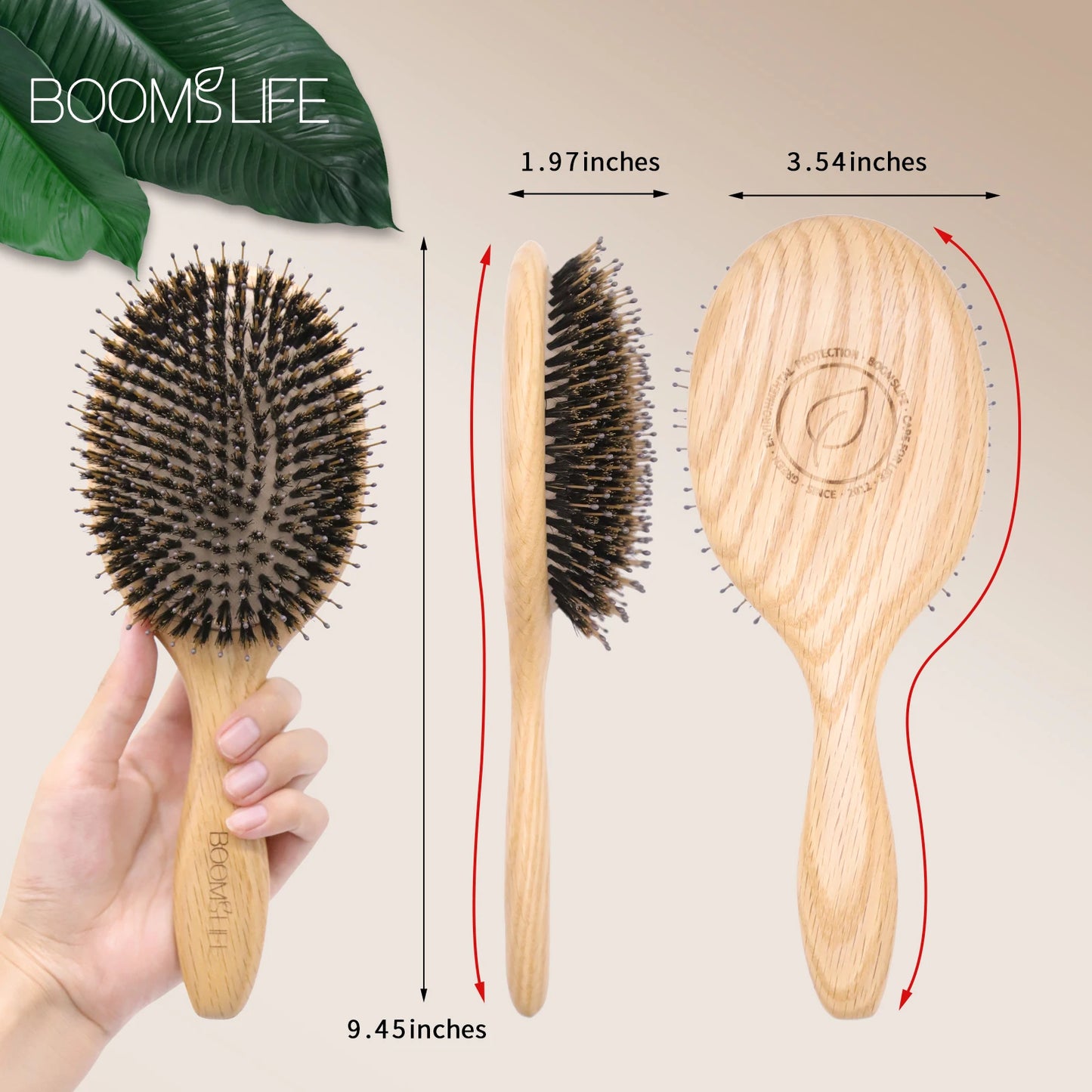 Oak Essence – Custom Boar Bristle Hair Brush & Oak Wood Comb Set