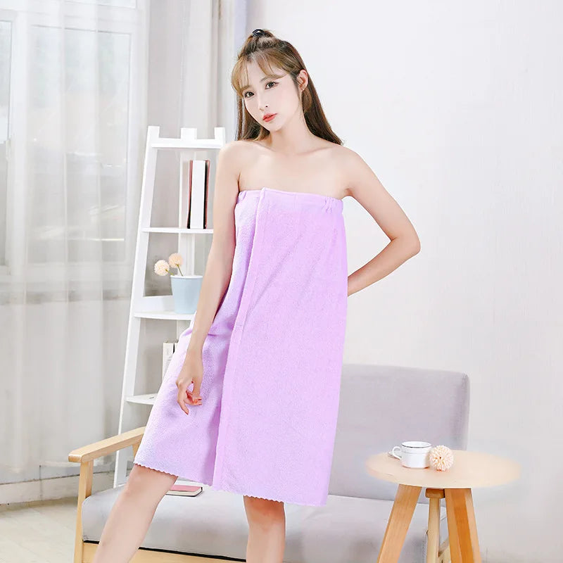 Bowknot Spa Wrap Towel – Soft & Quick-Dry Microfiber Robe for Women’s Shower, Beach or Self-Care Rituals