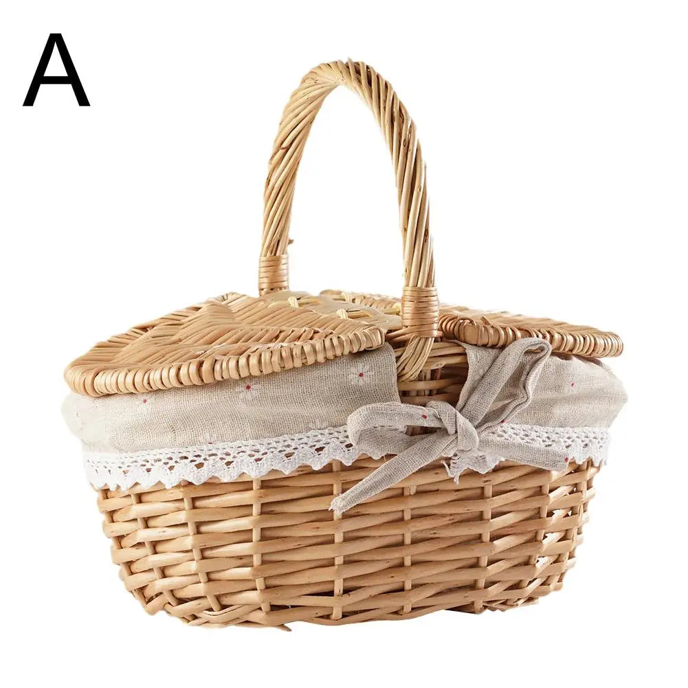 Handmade Wicker Picnic Basket – Multi-Purpose Willow Storage with Handle for Outdoor, Gifts & Home Decor